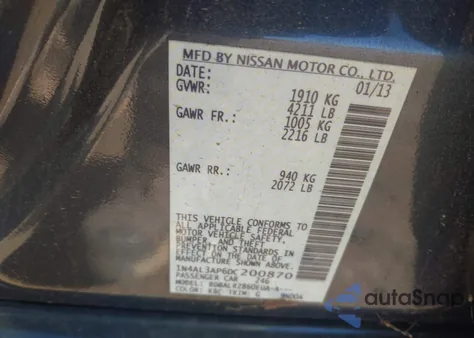 2013 Nissan Altima 2.5 S from USA, damaged, VIN 1N4AL3AP6DC200870